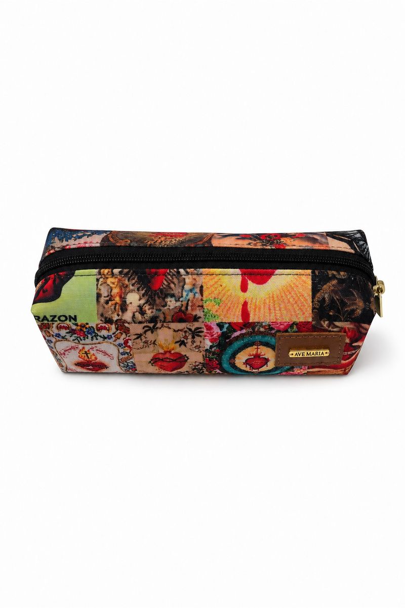 Porta-lápis Estampado Sagrado Coração com Zíper
