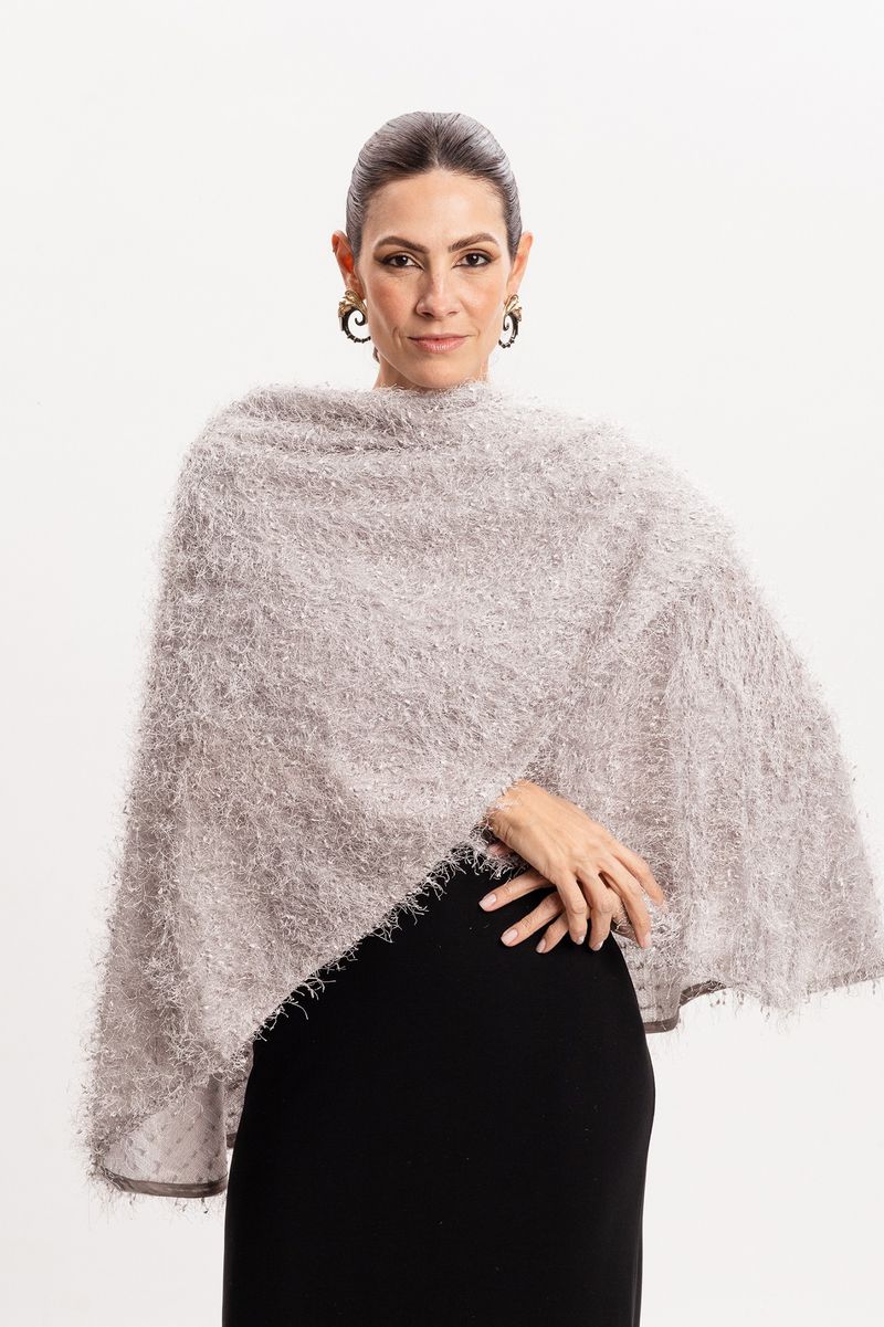 Poncho Transpasse Pelinhos Cinza