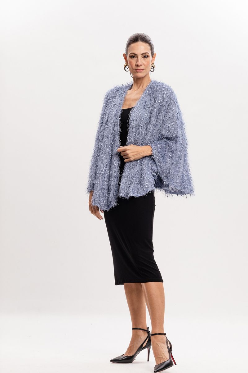Poncho Transpasse Pelinhos Azul Claro