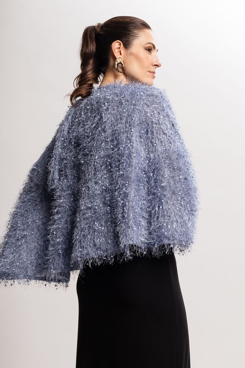 Poncho Transpasse Pelinhos Azul Claro