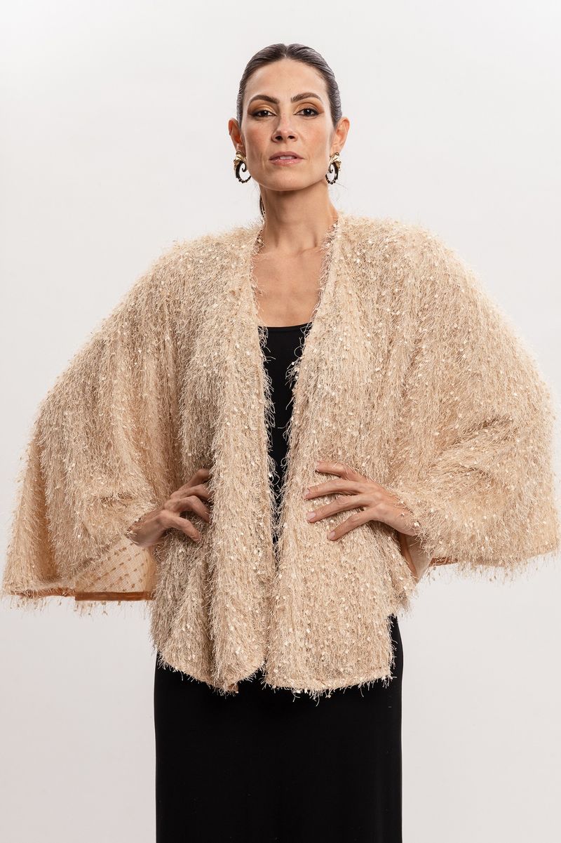 Poncho Transpasse Pelinhos Caqui