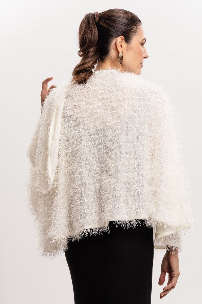 Poncho Transpasse Pelinhos Off White