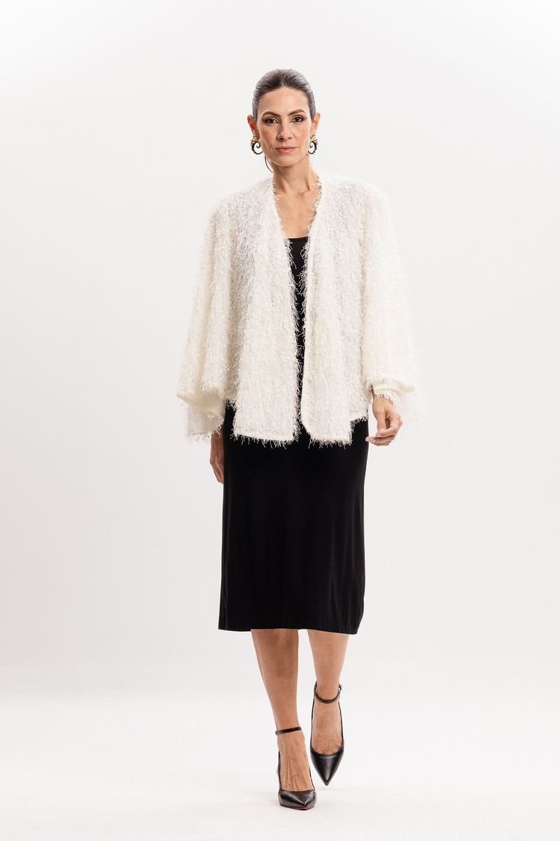 Poncho Transpasse Pelinhos Off White
