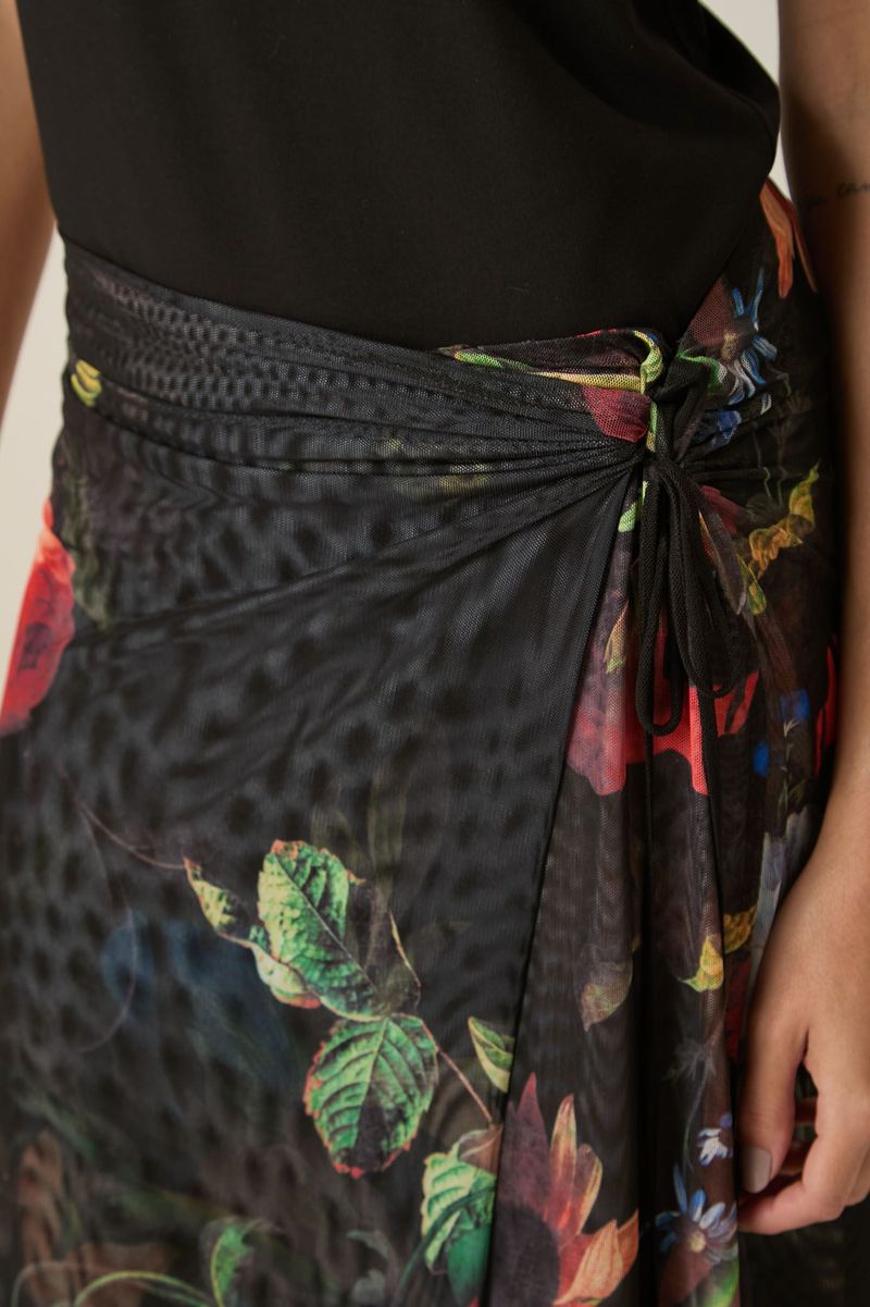 Saia Longa Floral de Tule Estampa Elias Vanden Broeck