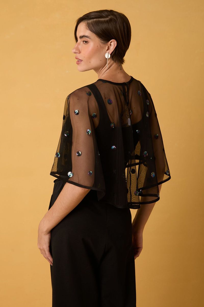 Bolero de Tule Preto com Lantejoulas