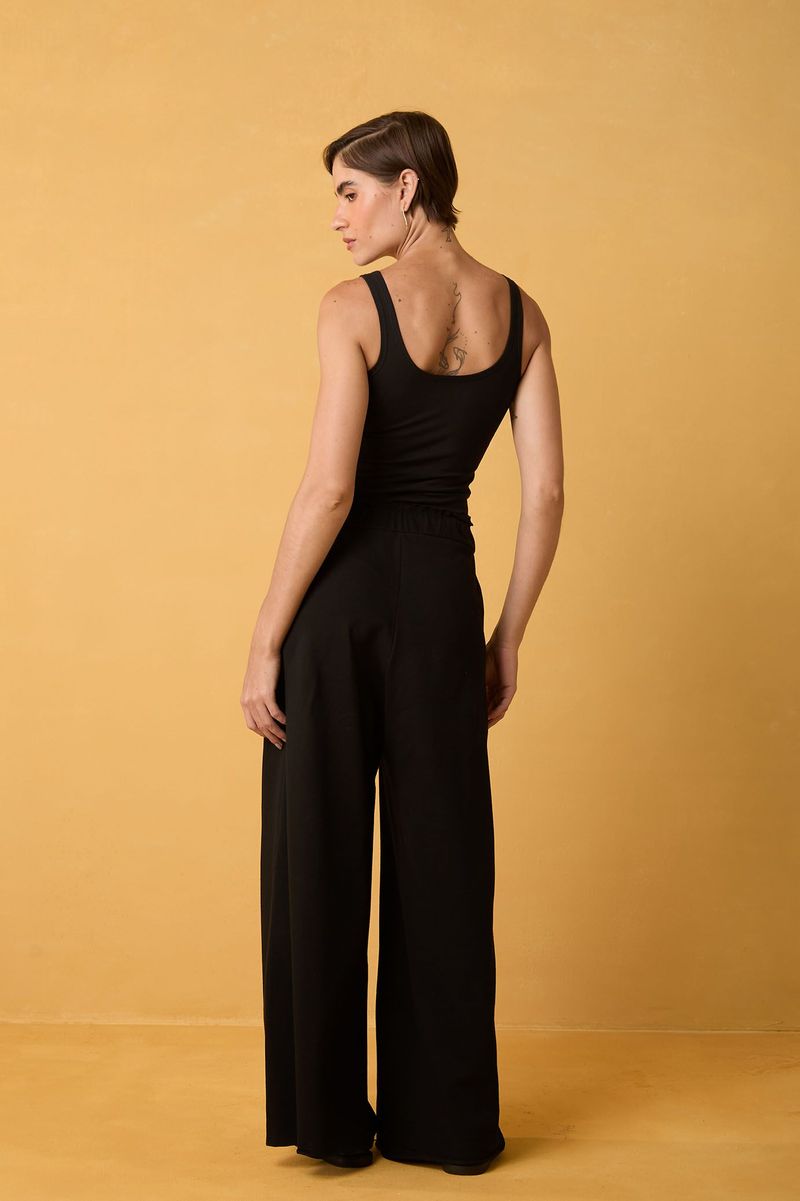 Calça de malha Pantalona preta com bolso