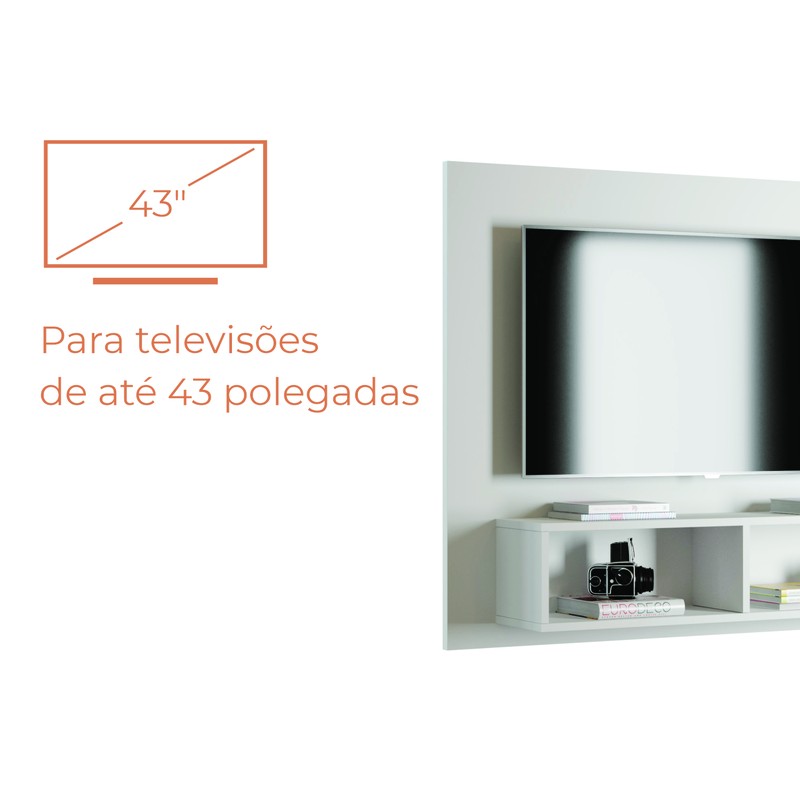 Painel Para Tv Até 44 Polegadas Com Nichos Madri - Branco