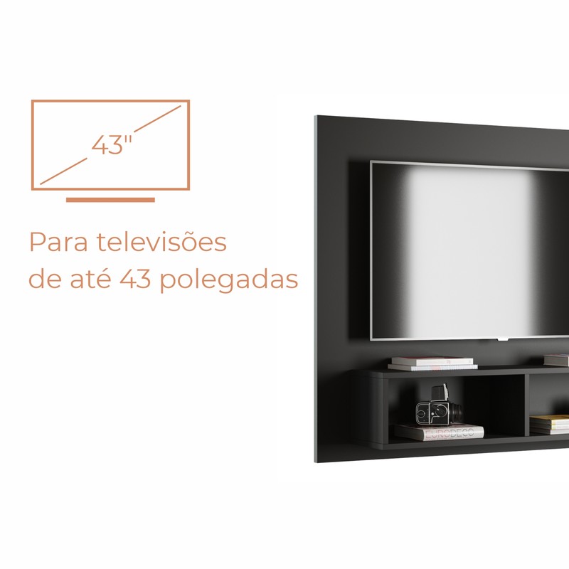 Painel Para Tv Até 44 Polegadas Com Nichos Madri - Preto