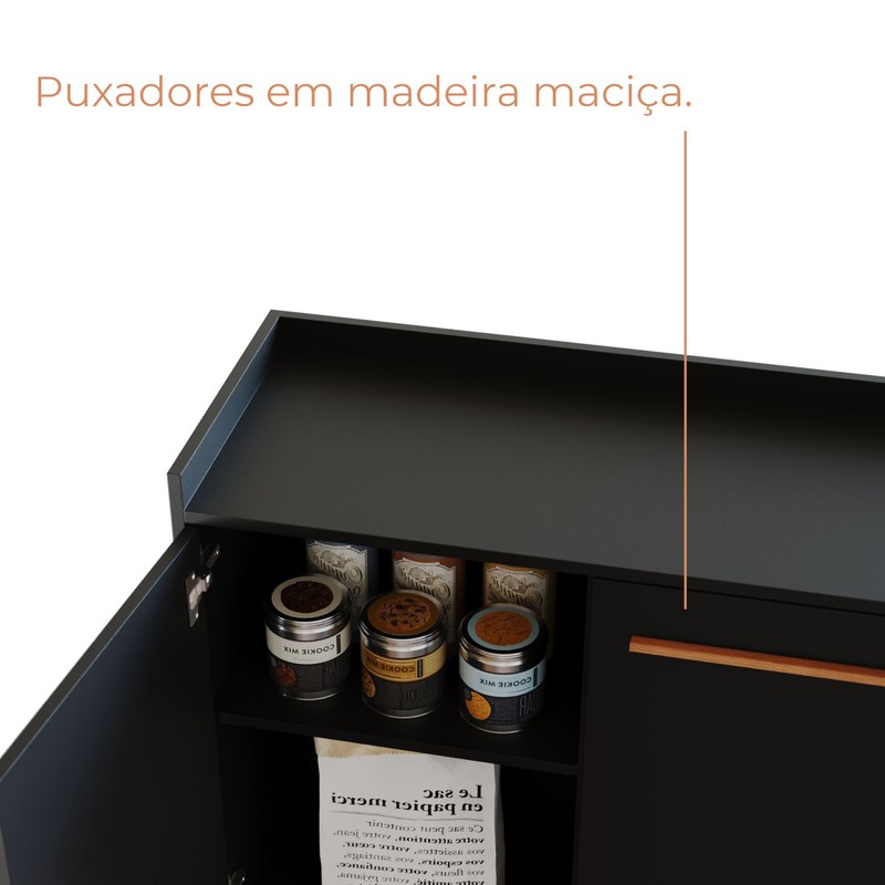 Buffet Aparador Lo Três Portas Com Pés de Madeira Retrô