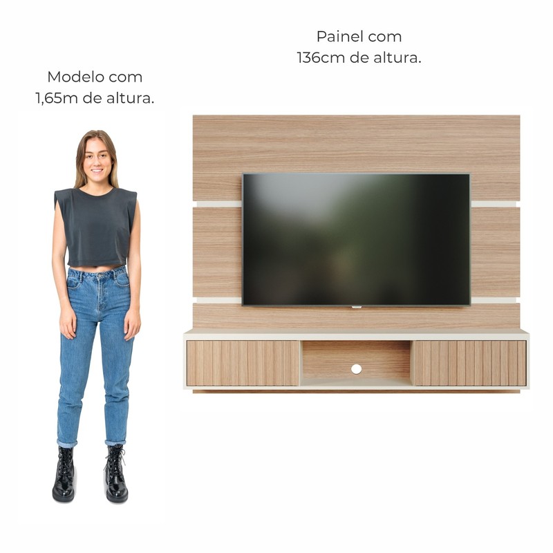 Painel de TV Até 65 Pol. Luna Babus - Cinamomo / Off White