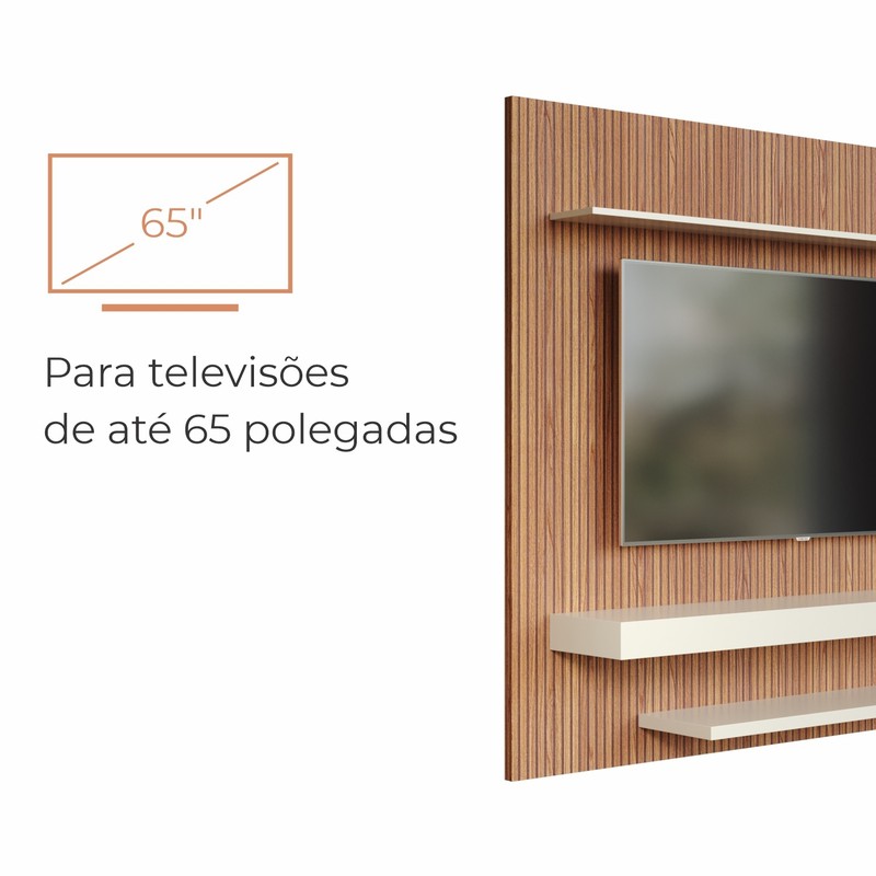 Painel de TV Até 65 Pol. Lírio Babus - Naturalle / Off White