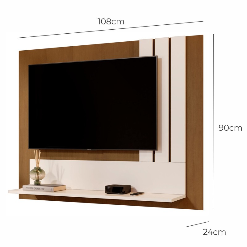 Painel De TVs até 43 Pol Nero com 1 Prateleira - Nature / Perola