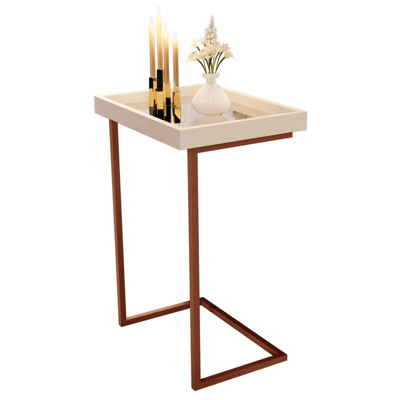 Mesa lateral Tira com pés de Metal Babus - Perola / Bronze