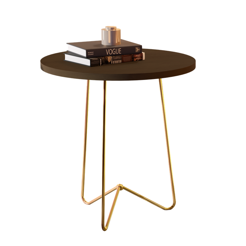 Mesa de Centro Lisboa com pés de Metal Babus - Canela / Dourado