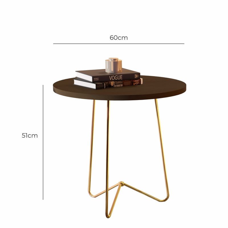 Mesa de Centro Lisboa com pés de Metal Babus - Canela / Dourado