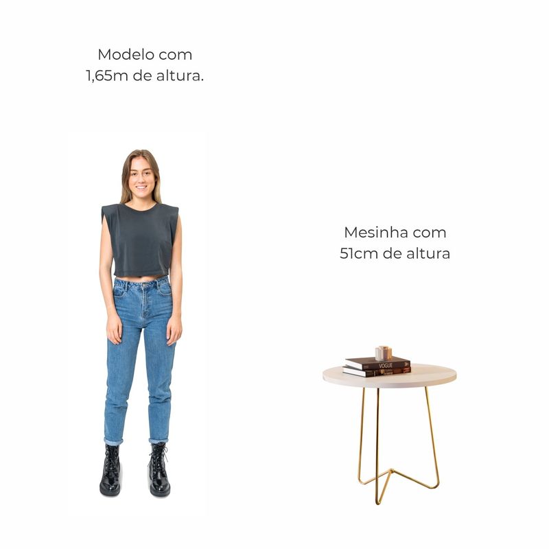 Mesa lateral Lisboa com pés de Metal Babus - Perola / Dourado