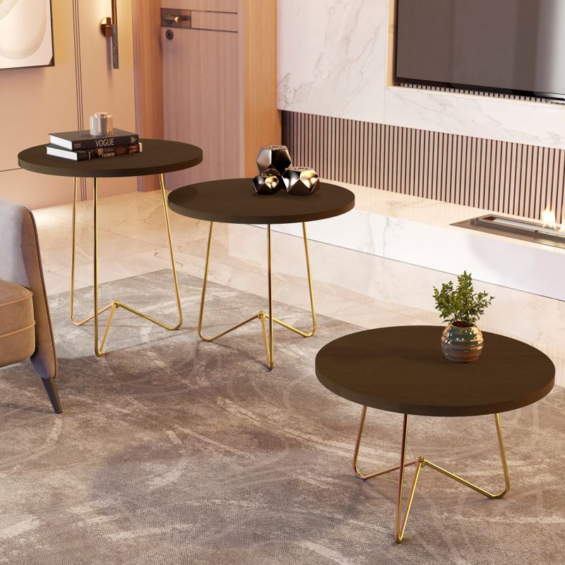 Mesa lateral Hugo com pés de Metal Babus - Canela / Dourado