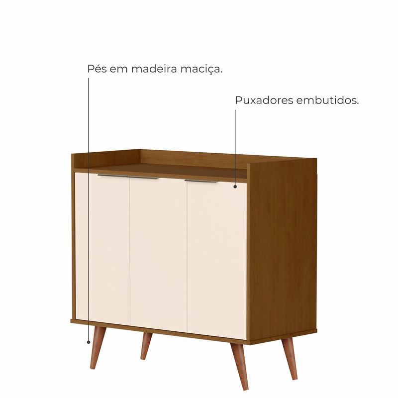 Buffet Aparador com 3 Portas Verona Babus - Nature / Perola