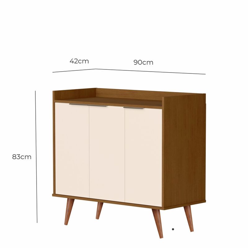 Buffet Aparador com 3 Portas Verona Babus - Nature / Perola