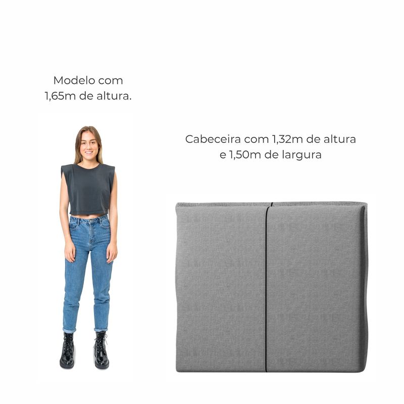 Cabeceira de Casal Estofada Patras Em Linho Neblina
