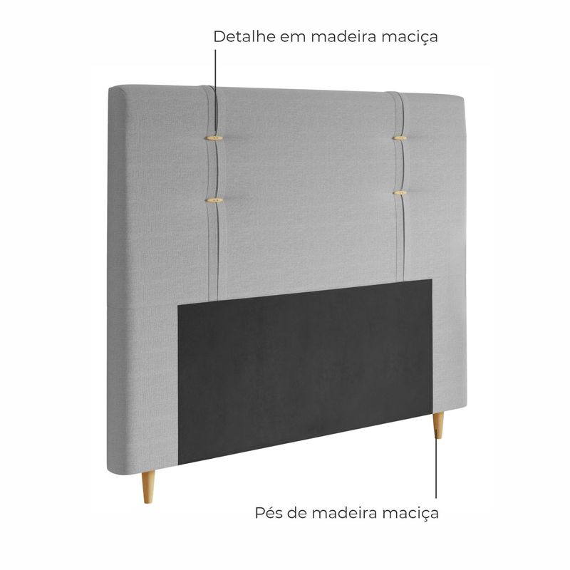 Cabeceira de Casal Estofada Rodes Em Linho Neblina