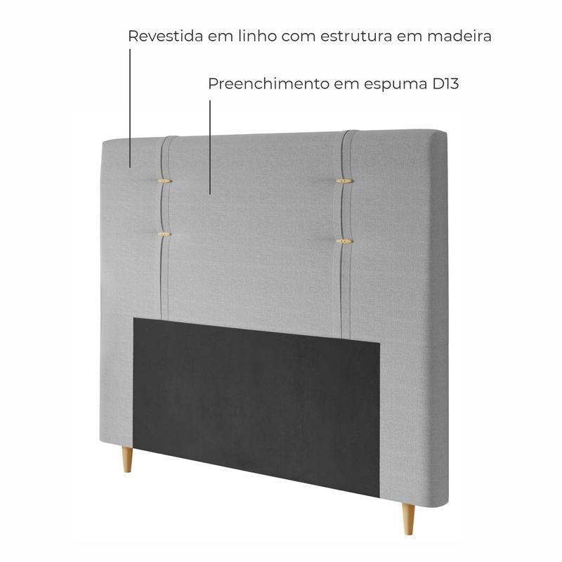 Cabeceira de Casal Estofada Rodes Em Linho Neblina