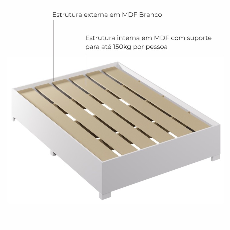 Box para Colchão de Casal Micenas 140 MDF Branco