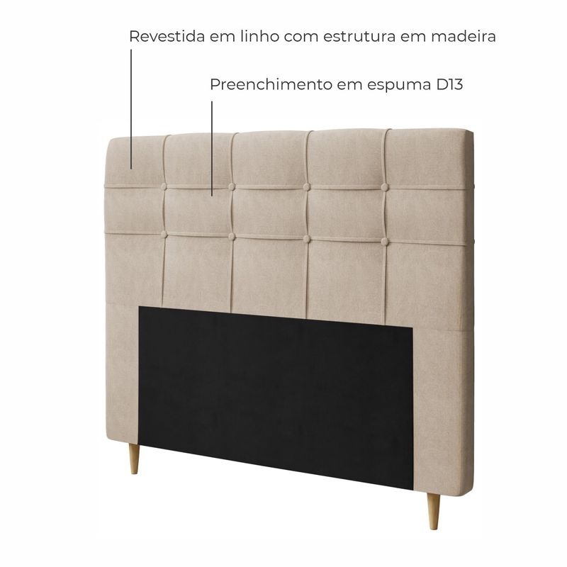 Cabeceira de Casal Estofada Santorini Em Veluplus Bege