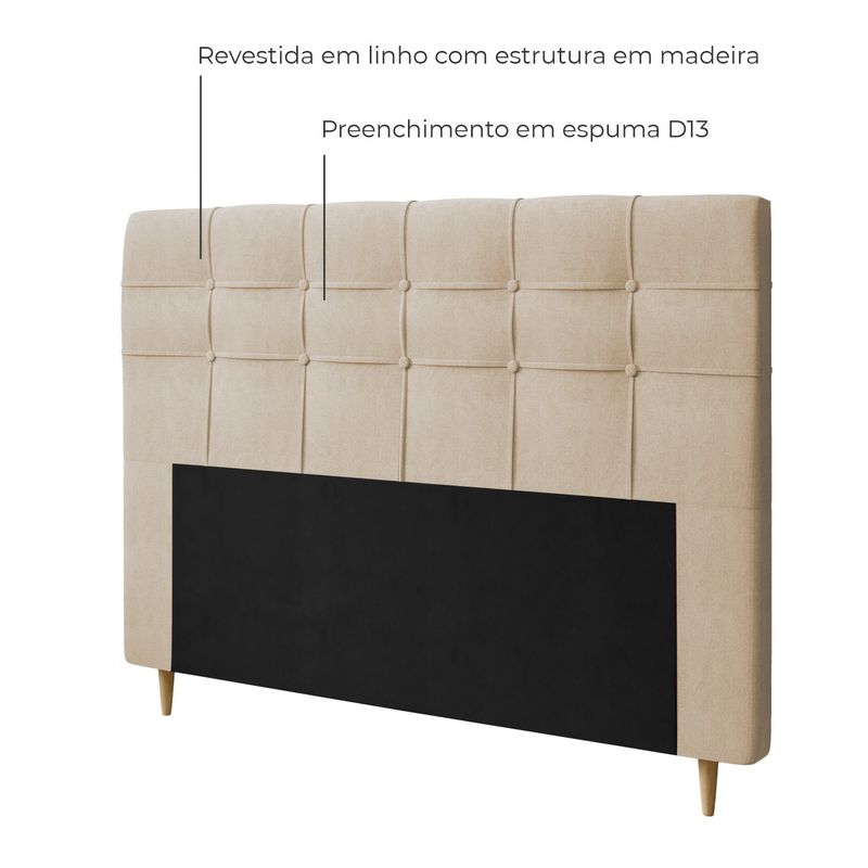 Cabeceira Queen Estofada Santorini Em Veluplus Bege