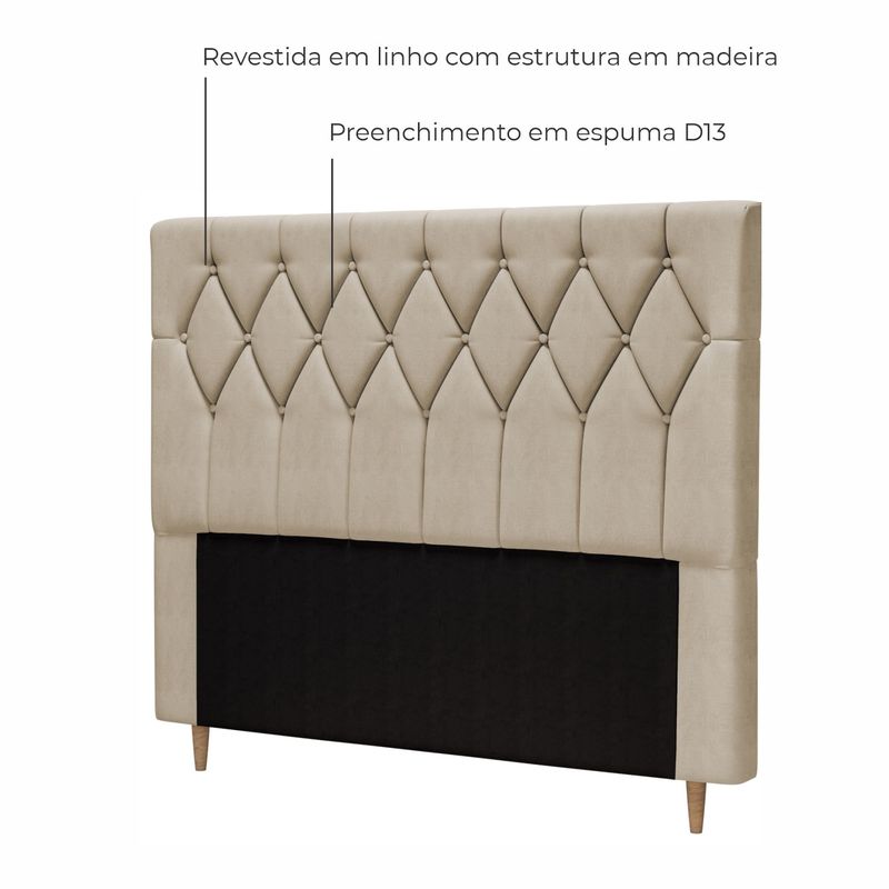 Cabeceira de Casal Estofada Delphi Em Voluplus Bege