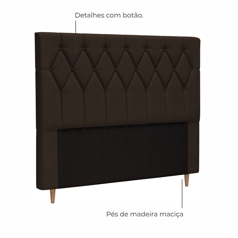 Cabeceira de Casal Estofada Delphi Em Voluplus Chocolate