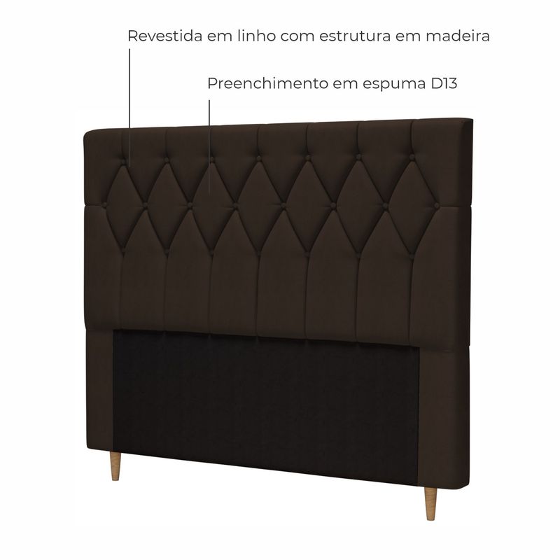 Cabeceira de Casal Estofada Delphi Em Voluplus Chocolate