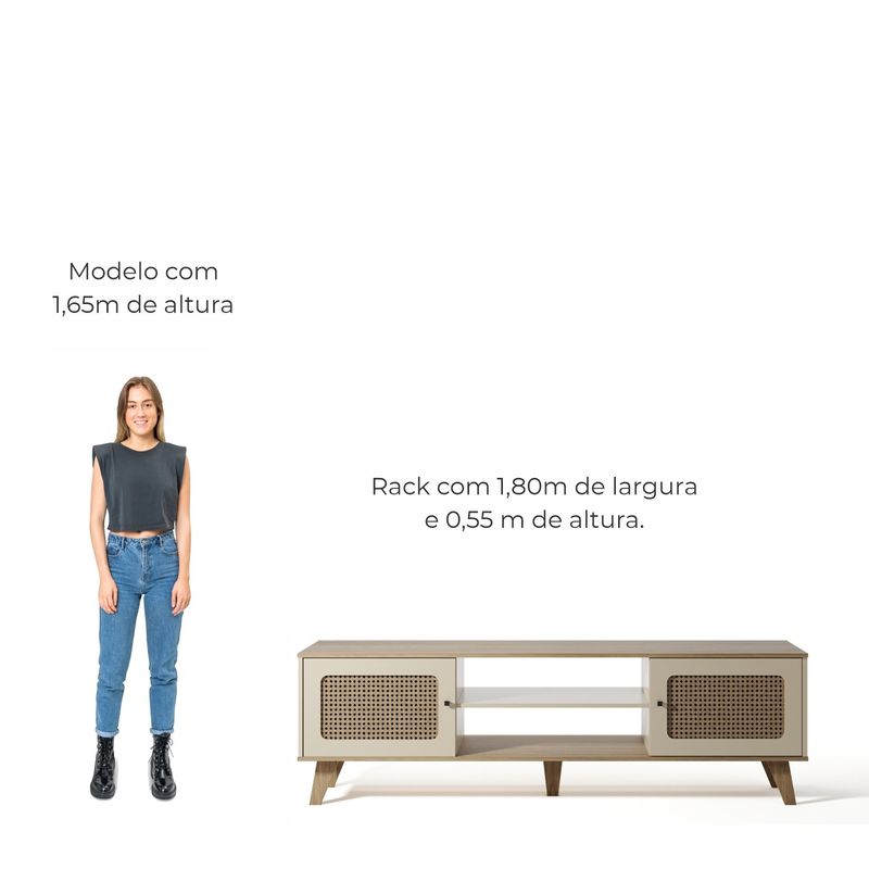 Rack para TV Até 55 Polegadas Erice com 2 Porta e Pés - Carvalho / Off White