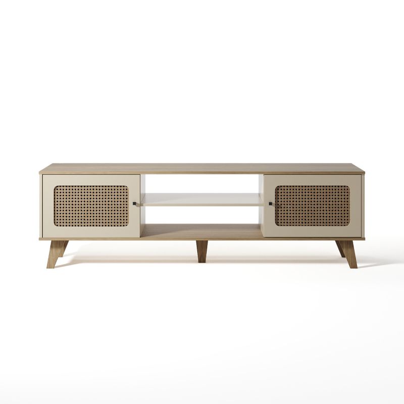 Rack para TV Até 55 Polegadas Erice com 2 Porta e Pés - Carvalho / Off White