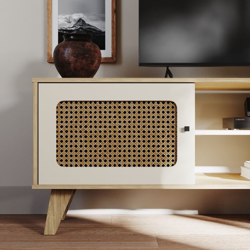 Rack para TV Até 55 Polegadas Erice com 2 Porta e Pés - Carvalho / Off White