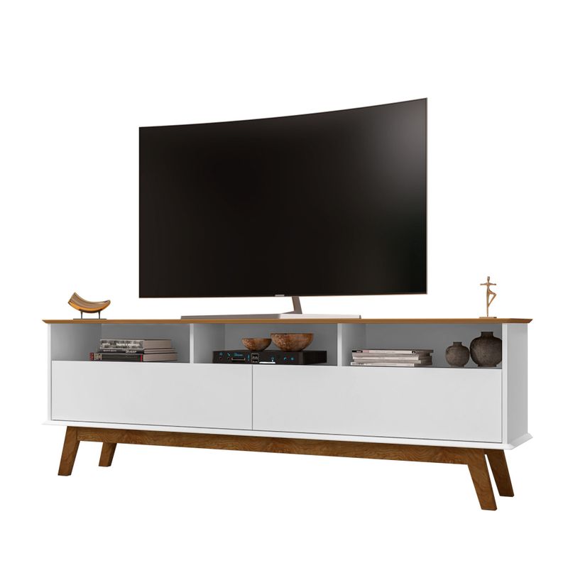 Rack para TV Até 65 Polegadas Ado com 1 Porta e Pés de madeira Babus - Branco