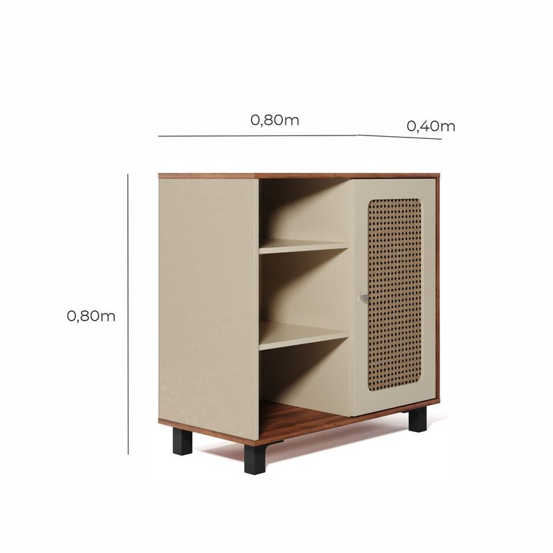Aparador Buffet Sala Faenza 1 Porta e 6 Prateleiras - Pinho / Off White