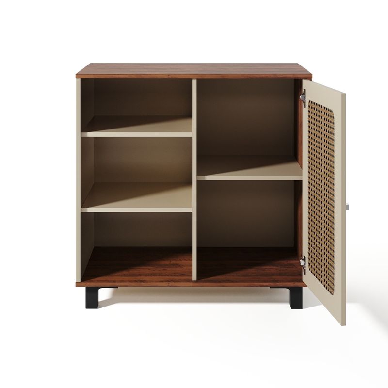 Aparador Buffet Sala Faenza 1 Porta e 6 Prateleiras - Pinho / Off White