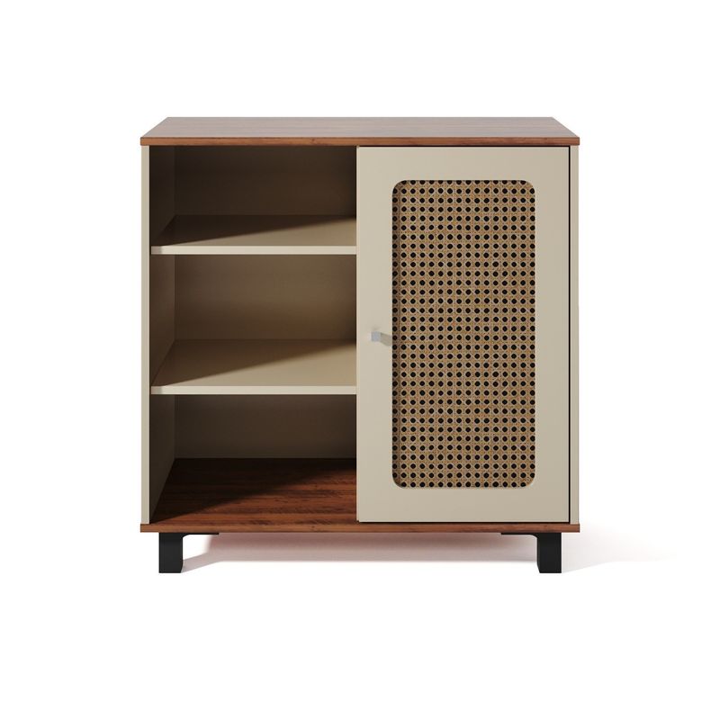 Aparador Buffet Sala Faenza 1 Porta e 6 Prateleiras - Pinho / Off White