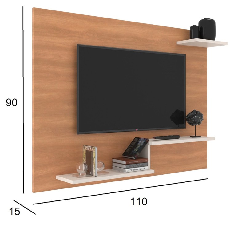 Painel de TV até 40 Pol. Metz Com 2 Prat. - Freijó / Off White