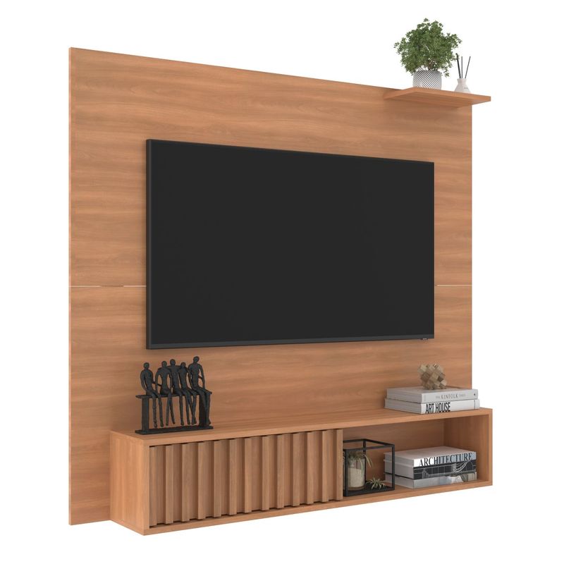 Painel de TV até 55 Pol. Málaga Com 1 Porta - Branco / Freijó
