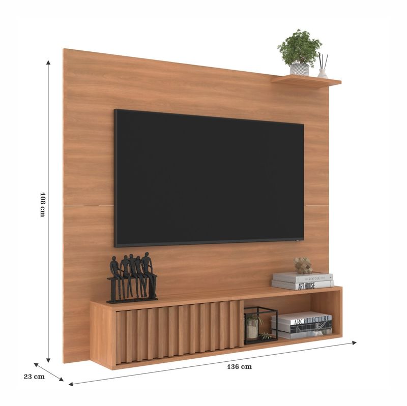 Painel de TV até 55 Pol. Málaga Com 1 Porta - Branco / Freijó