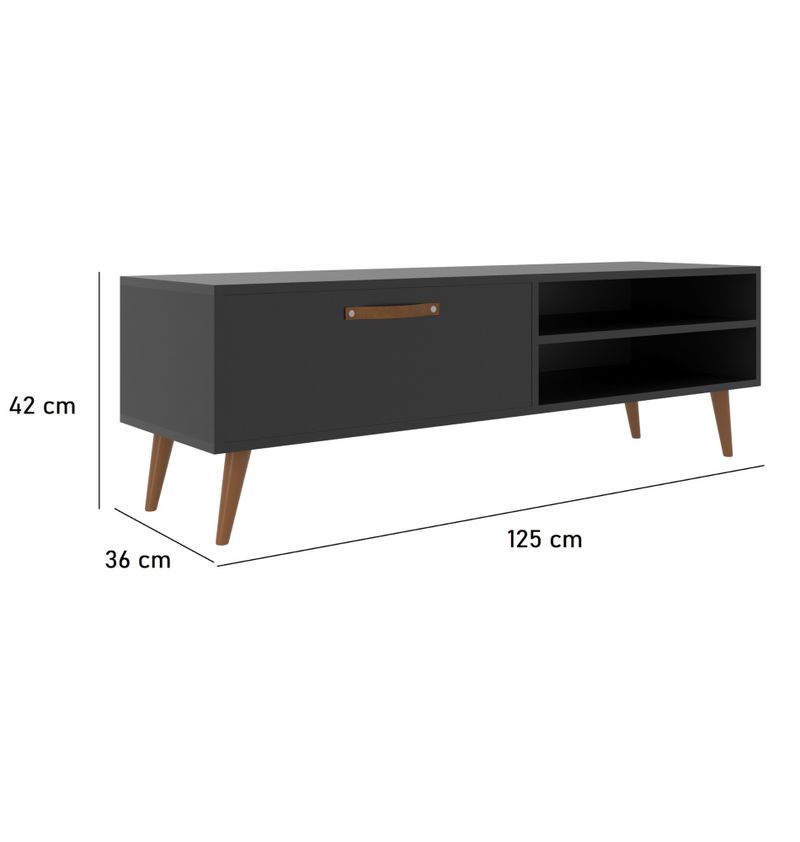 Rack de TV até 43 Pol. Ávila Com 1 Porta - Preto