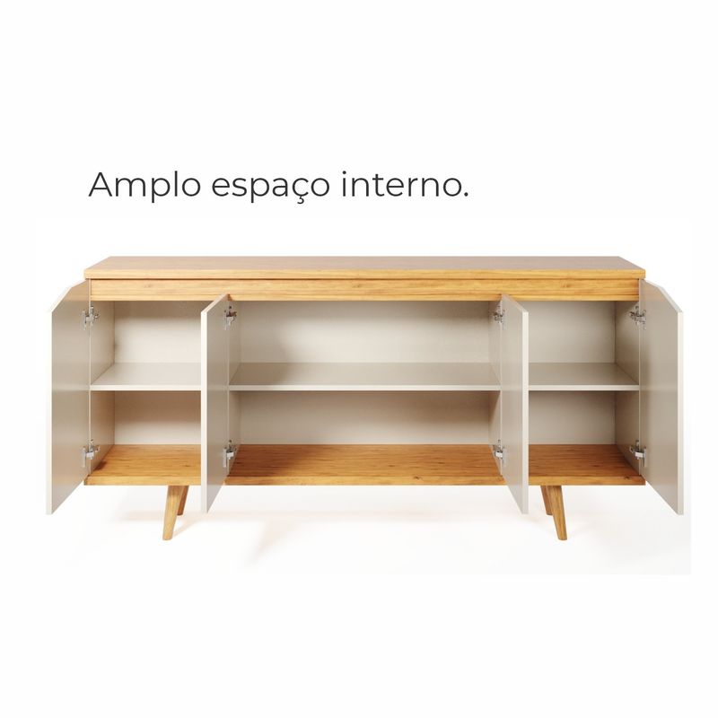 Buffet Aparador Pass 4 Portas Babus - Off White / Noce