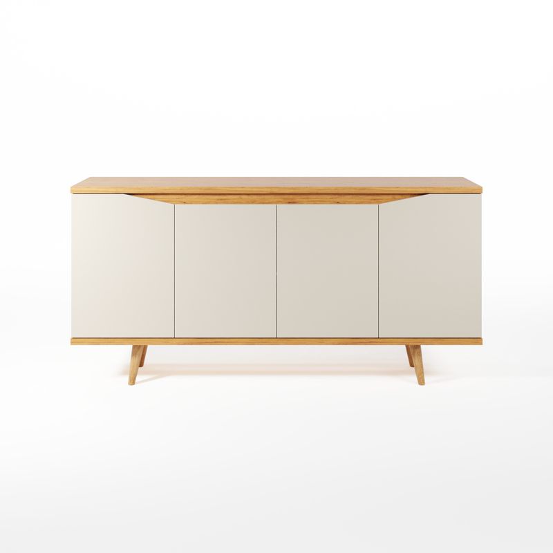 Buffet Aparador Pass 4 Portas Babus - Off White / Noce