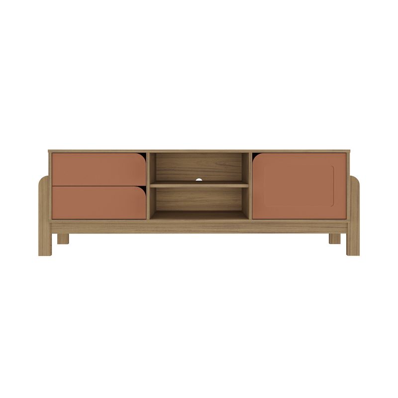 Rack Bancada Para Tv Até 60 Polegadas 1 Porta 2 Gavetas 2 Nichos Nature Artely Carvalho/Terracota