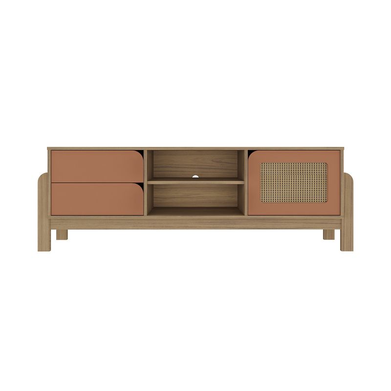 Rack Bancada Para Tv Até 60 Polegadas 1 Porta 2 Gavetas 2 Nichos Nature Artely Carvalho/Terracota