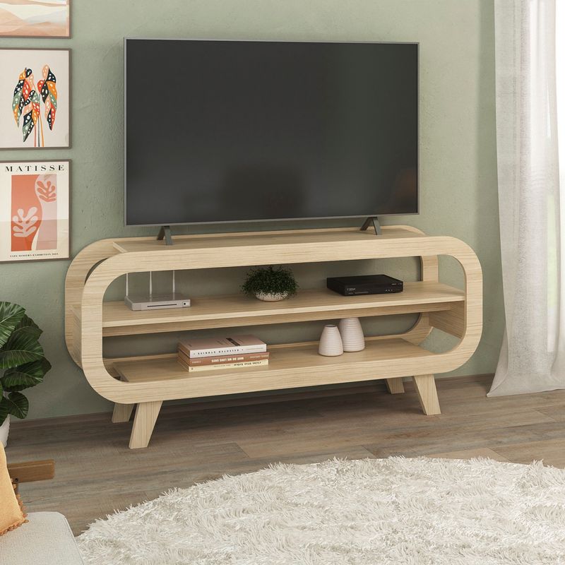 Rack Theo com Borda Arredondada para Tv de 60 Polegadas - Artely Naturale Naturale