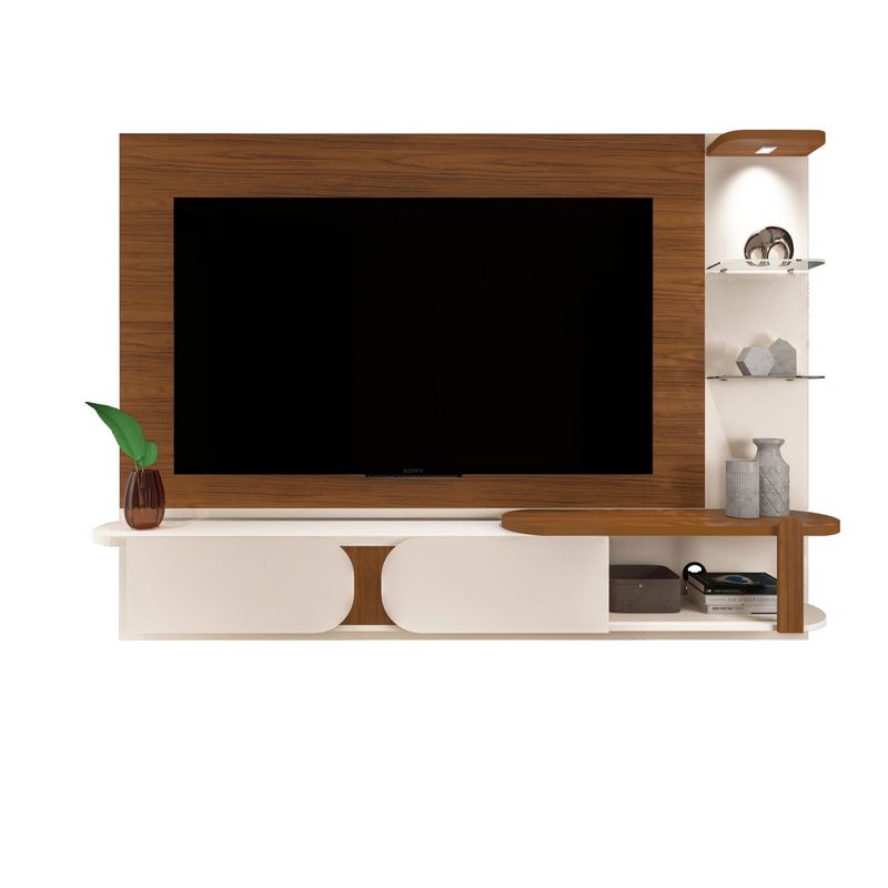 Painel Toronto Para TVs até 72 Pol. Cor Cedro C/off White