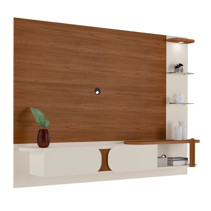 Painel Toronto Para TVs até 72 Pol. Cor Cedro C/off White